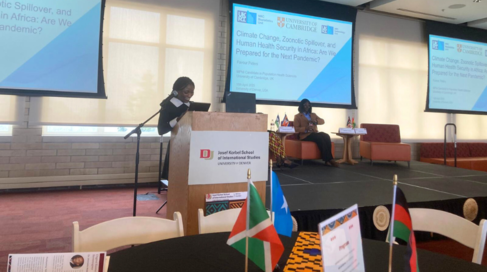 Mastercard Foundation Scholar Favour Peters presenting at the Sustainable Development in Africa Conference