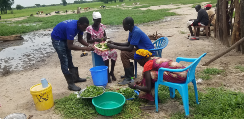 Mastercard Foundation Scholar Lagu Emmanuel Anthony teaching at a nutrition centre in South Sudan
