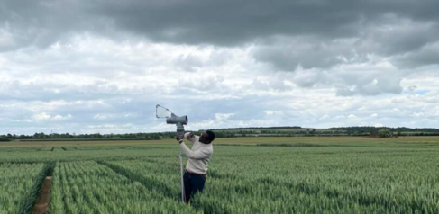 Mastercard Foundation Scholar Lagu Emmanuel Anthony at Duxford NIAB trial grounds