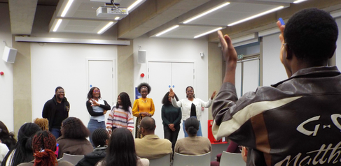 Mastercard Foundation Scholars presenting during the Communicating with influence session