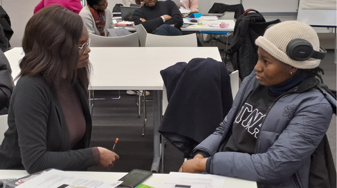 Mastercard Foundation Scholars participating in a peer coaching exercise