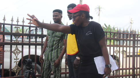 Peace Chisom Aniakor directing a film in Nigeria