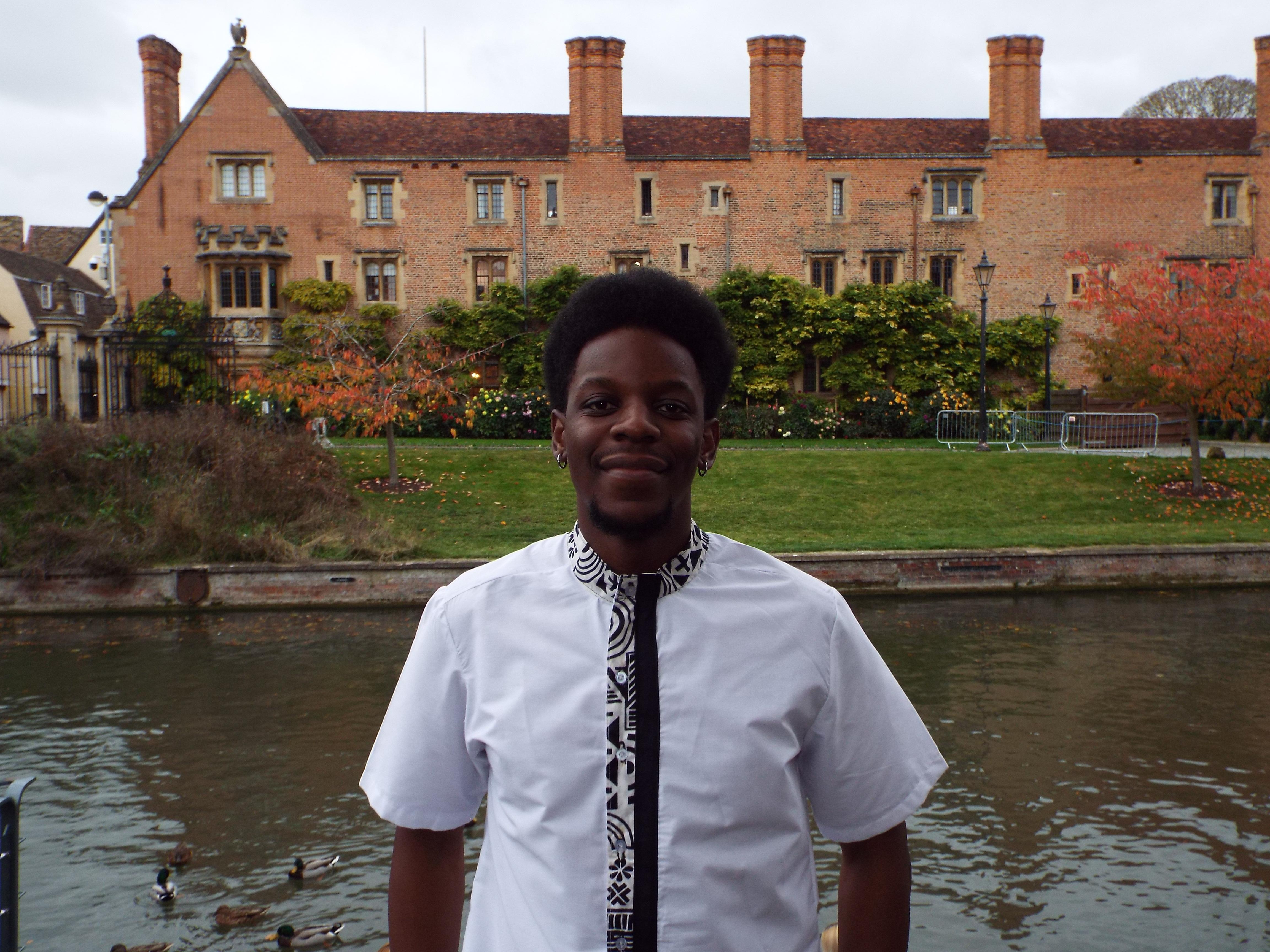 Thabiso outside Magdalene College Mastercard Foundation Scholar Thabiso outside Magdalene College